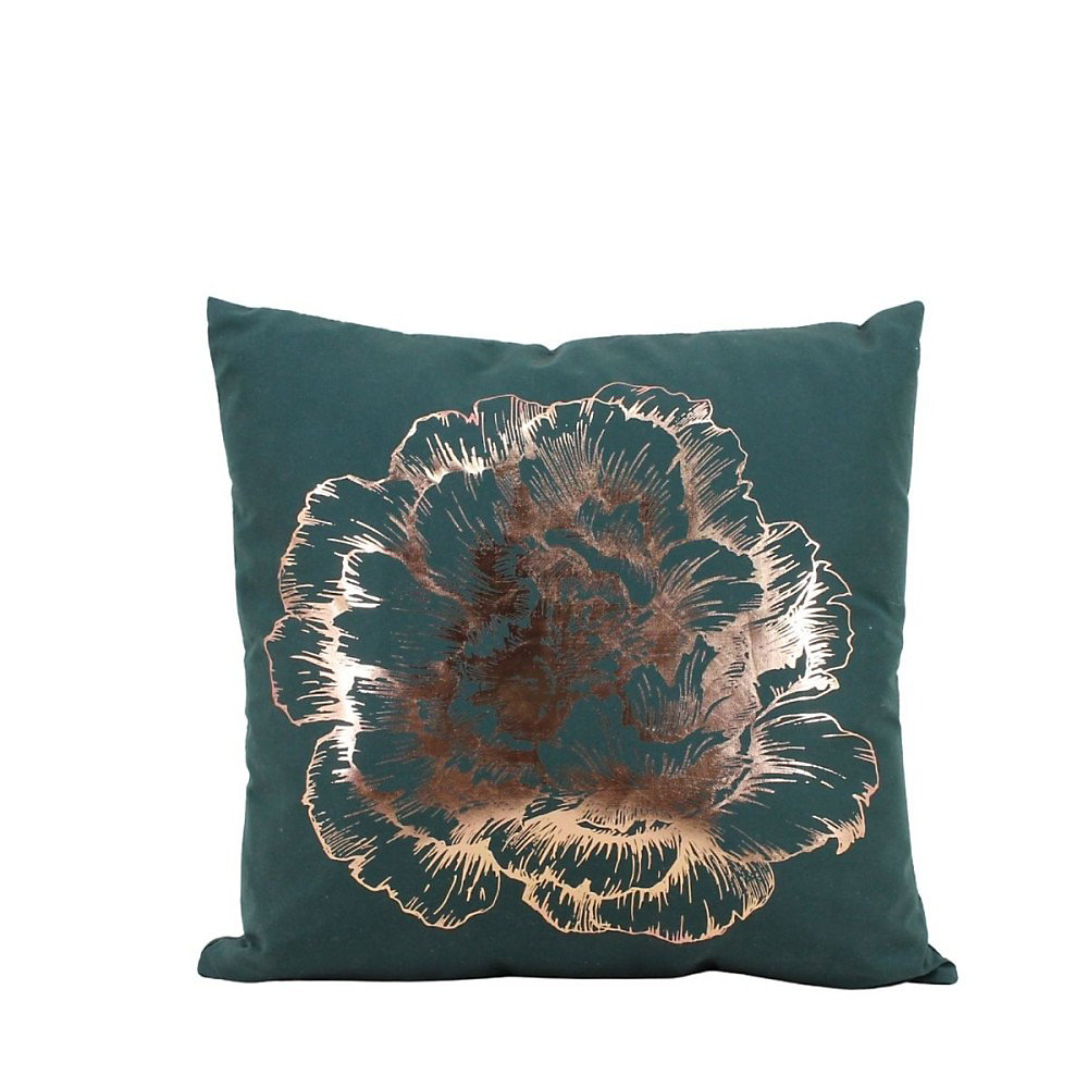 Coussin noir motif fleur doré 45 × 45cm