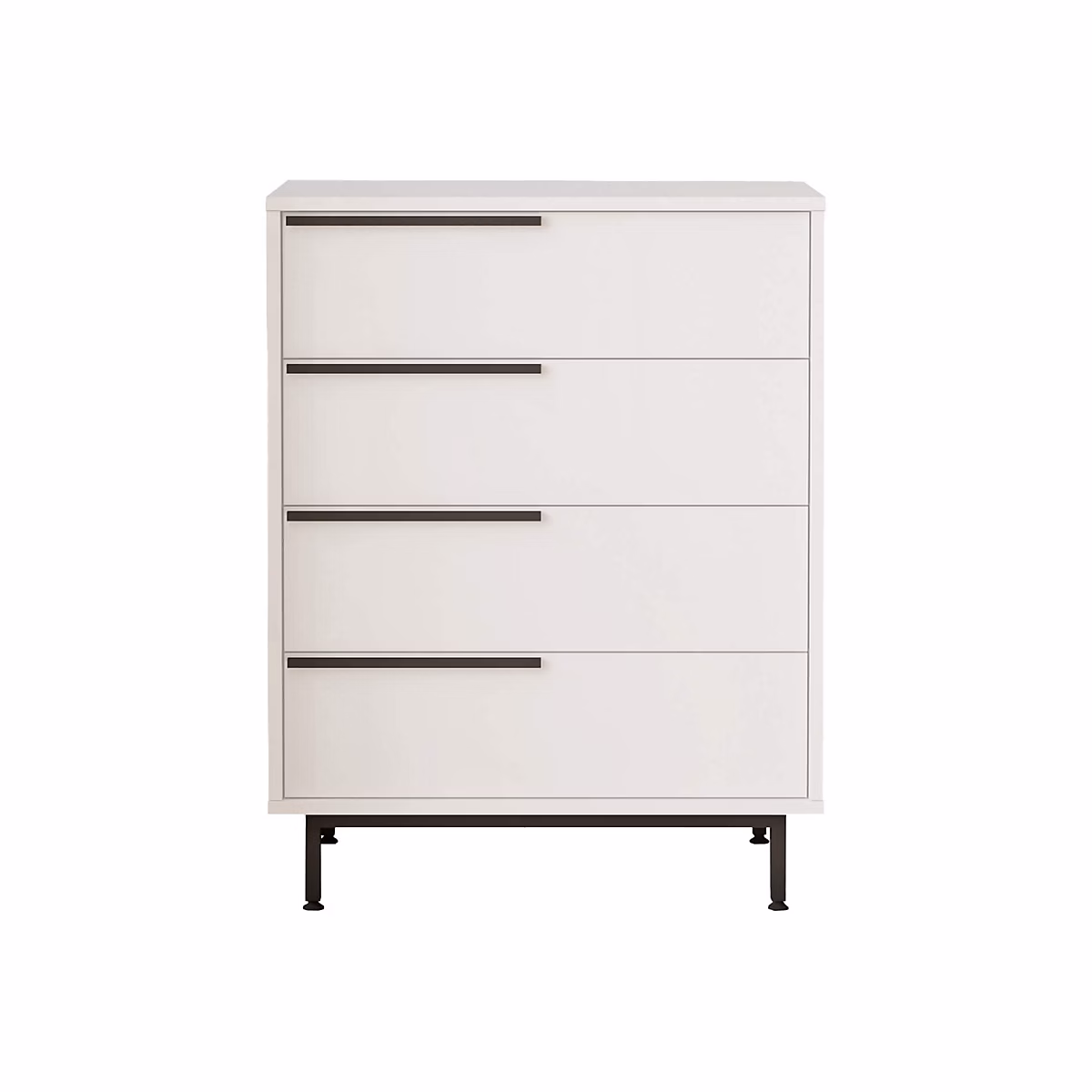 Commode 4 tiroirs Rebecca Mobili Vahona 95x75x44 – 5 Panneau de particules Fer Blanc Gris Foncé Moderne