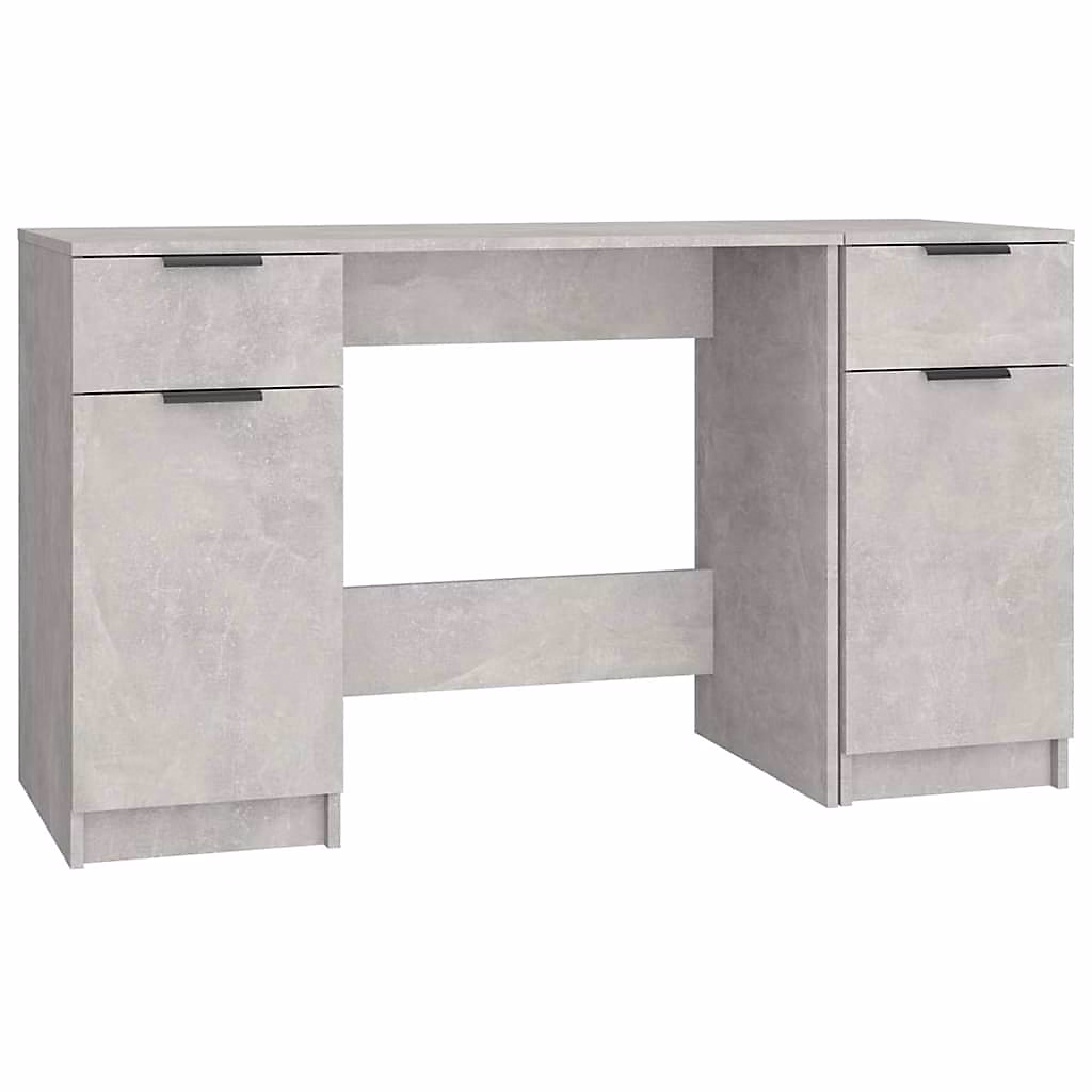 Aménagement bureau – Bureau avec armoire latérale Gris béton Bois d'ingénierie vidaXL