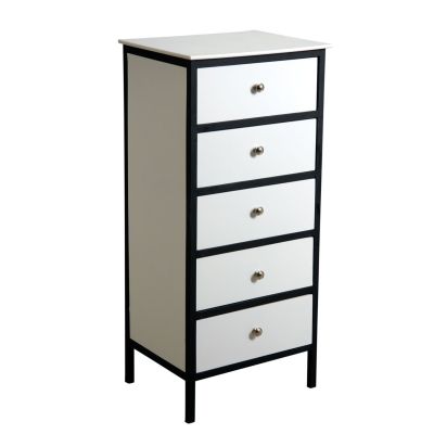 Commode tiroirs en bois et métal (5 tiroirs)