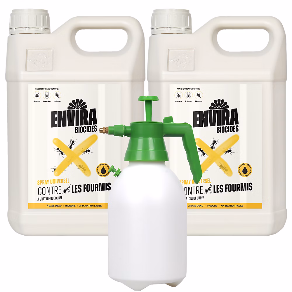 Envira Spray Anti-Fourmis Double Pack avec Pulvérisateur à Pression 2 × 5L + pulvérisateur à pression