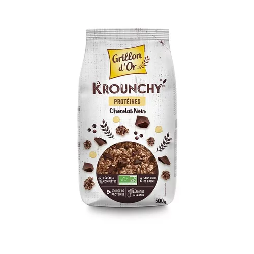 Pour compléter vos extérieurs:Krounchy chocolat proteines bio Grillon d'or - 500 g