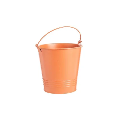 Bien au jardin：Cache-pot seau en zinc coloris Terracotta - Ø 13 x H 12,5 cm