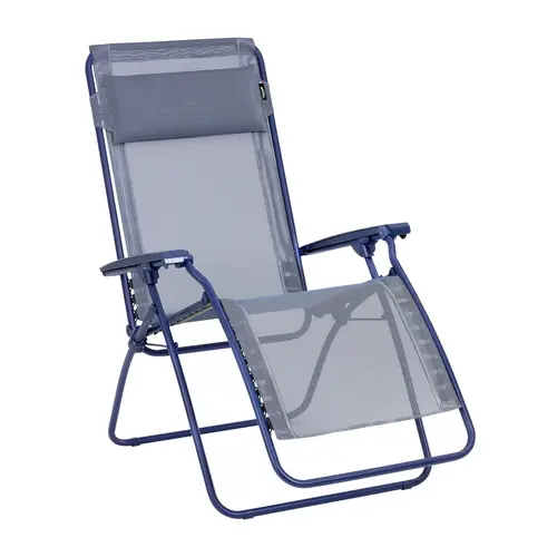 Jardin loisirs:Fauteuil relax en acier et toile bleu Lafuma R Clip Colorblock - 68 x 88 x 115 cm