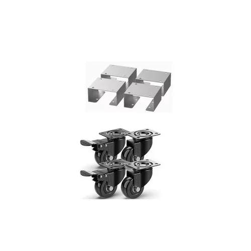 Jardin & extérieur：Kit roues meuble de cuisine coloris gris en inox Le Marquier