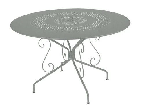 Côté jardin：Table Montmartre coloris gris en acier Fermob - Ø 117 x 74 cm