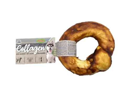 Idée utile:Friandise à mâcher pour chien en vrac donut de collagène au saumon Bubimex – Ø 8 cm – Prix à la pièce