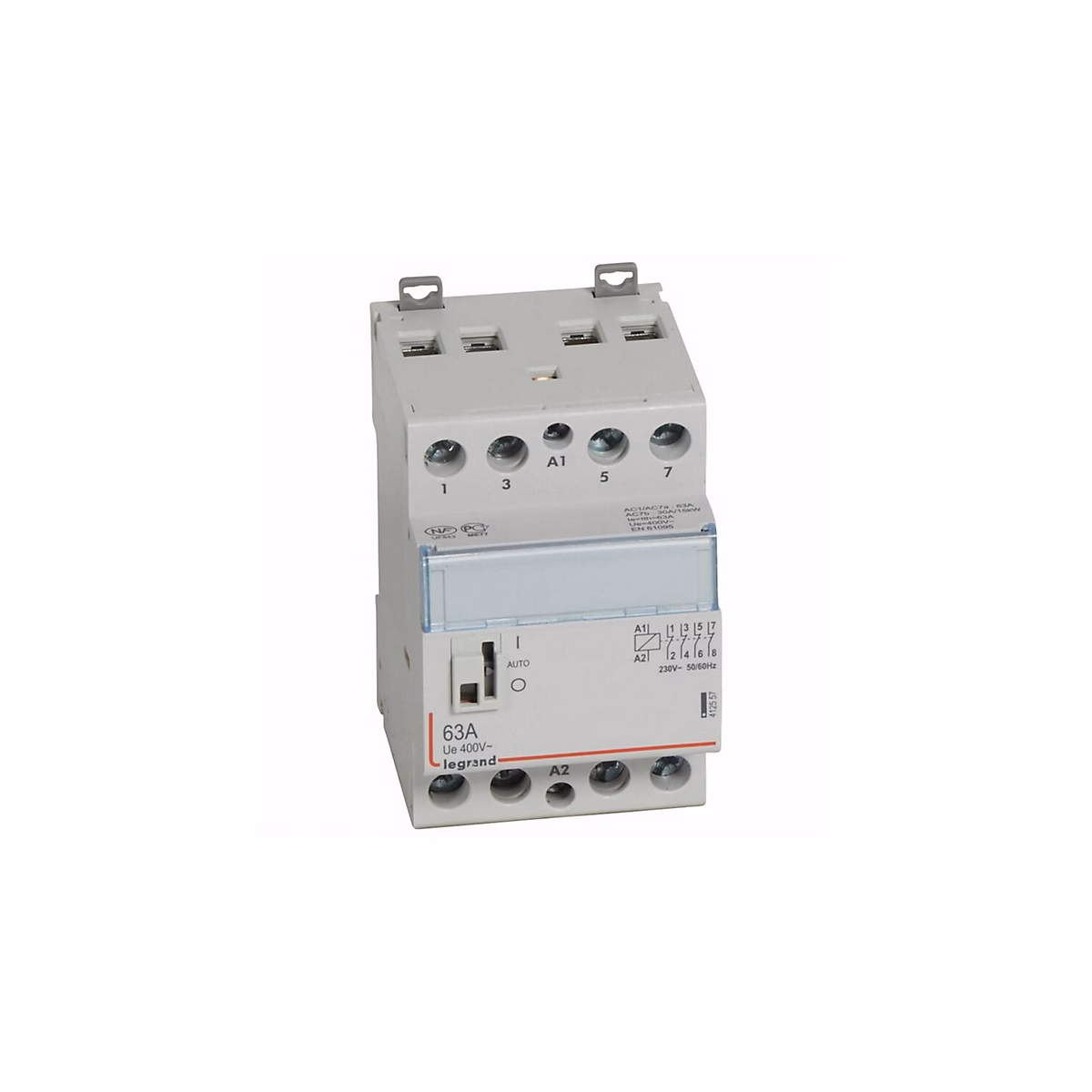 412557 Legrand – Contacteur Jour Nuit Triphasé 4p Bobine 230v, 63a, Contact 4nf, 3 Modules