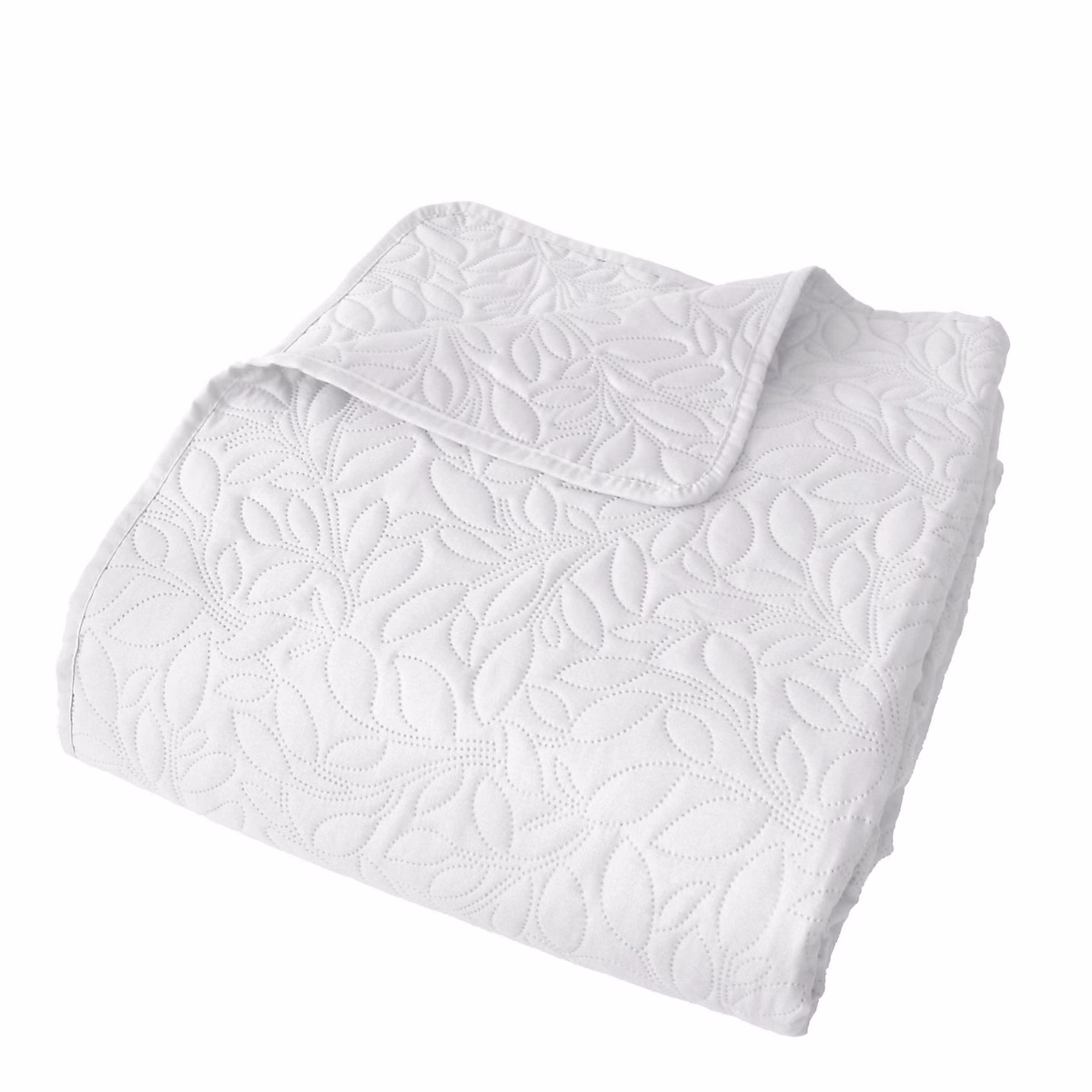 Couvre – lit microfibre à motif floral (240 × 220 cm, Blanc)