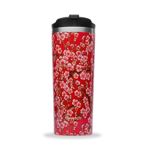 Pour créer votre espace extérieur：Travel mug flowers rouge Qwtech - 470 ml