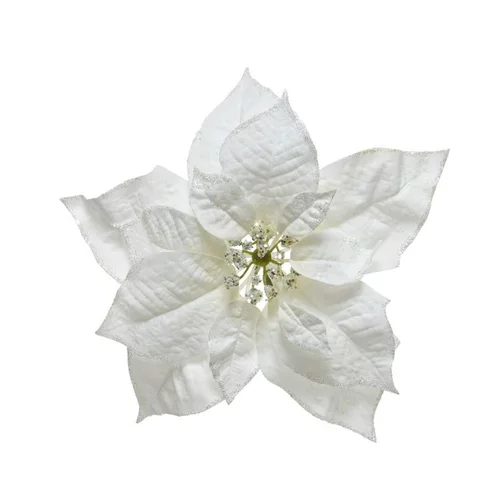 Solution extérieur:Poinsettia en soie sur clip