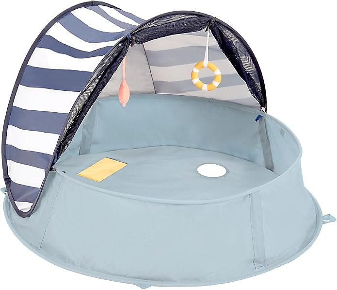 Aire de Jeux 4 en 1 Piscine et Tente Anti UV FPS 50 plus pour bébé Moustiquaire et Auvent rabattables Bleu – Réf. WNRNMRKDM5661795032