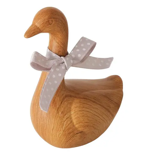 Idée extérieure:Figurine oie en poterie marron et polyester Wilhelmy petit modèle - 8 x 5 x 10,5 cm
