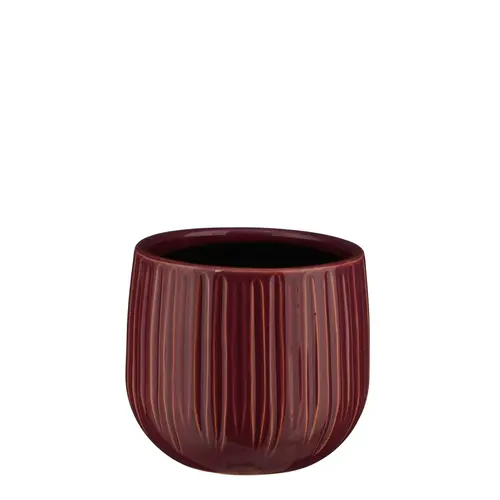 Équipement extérieur:Pot rond cannelé coloris violet Pablo - 12 x Ø 14 cm