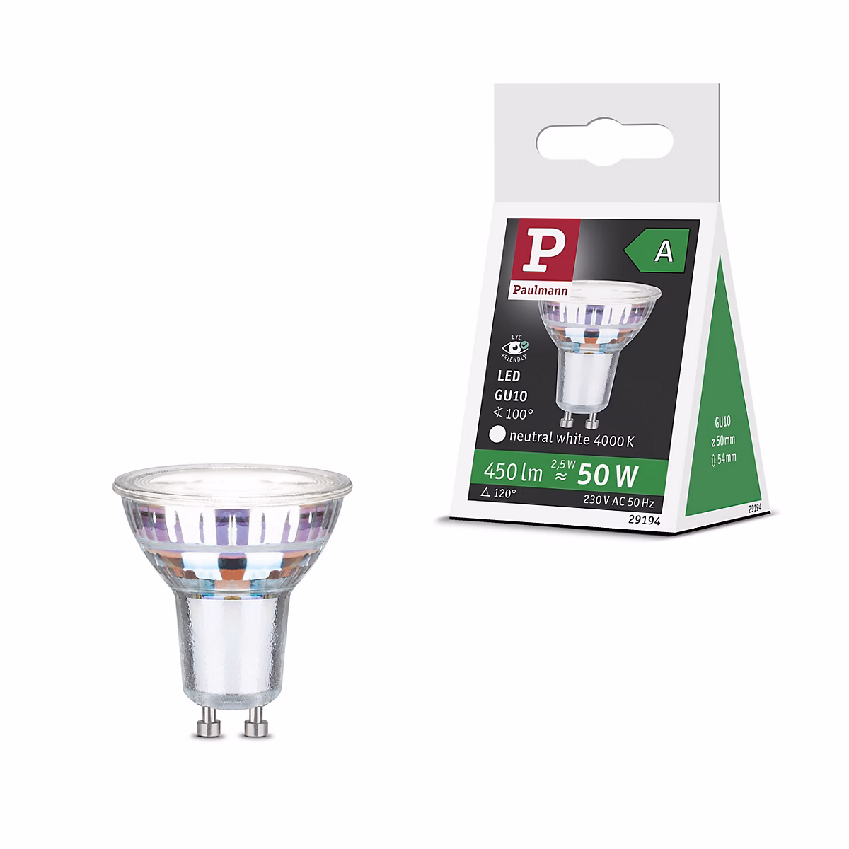 Efficient – Line Standard 230 V Réflecteur LED GU10 Kit de 1 450lm 2, 5W 4000K Argent