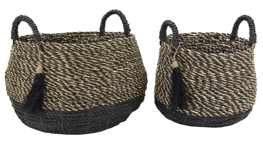 Cache-pots en raphia et en jonc (Lot de 2)
