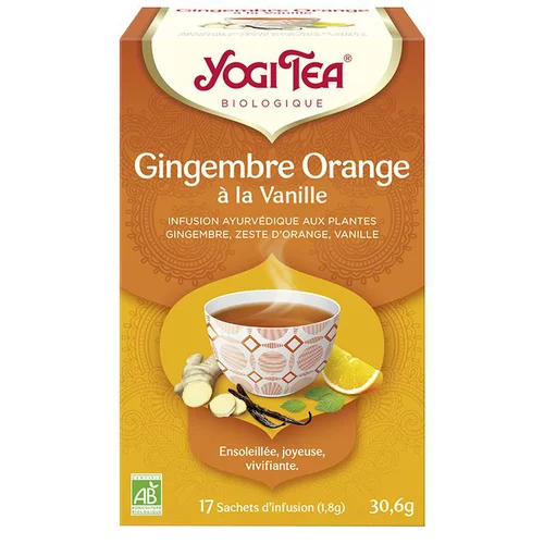 Spécial jardin:Yogi Tea Gingembre orange vanille – La boîte de 17 sachets