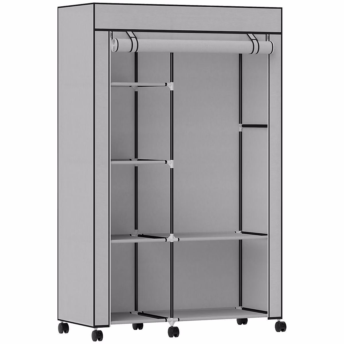 Armoire penderie mobile tissu – 5 étagères | penderie | dim. 103x43x162 | 5 cm | noir gris