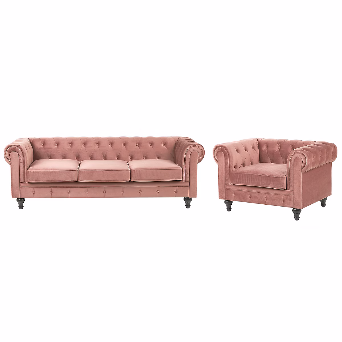 Ensemble de salon 4 places CHESTERFIELD Velours Rose – Réf. SWNMFDEBW9892479506