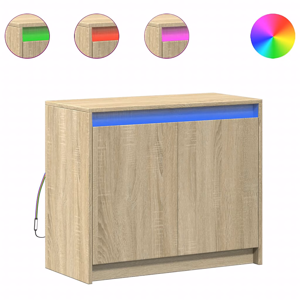 Buffet avec LED chêne sonoma 72 × 34 × 61 cm bois d'ingénierie vidaXL