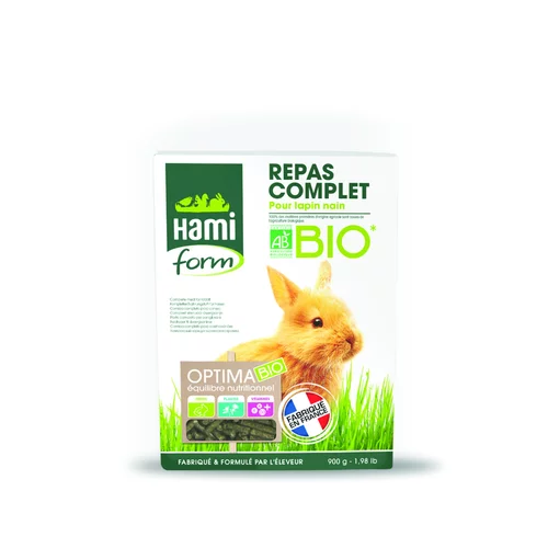 Sélection pour vos extérieurs:Repas complet bio pour lapin nain 900 g