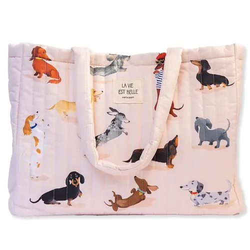 Jardin accessoire：Grand cabas matelassé Cartesdart Teckels - 46 x 15 x 36 cm