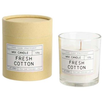 Bougie mèche en bois et boite kraft Factory (Fleur de coton)