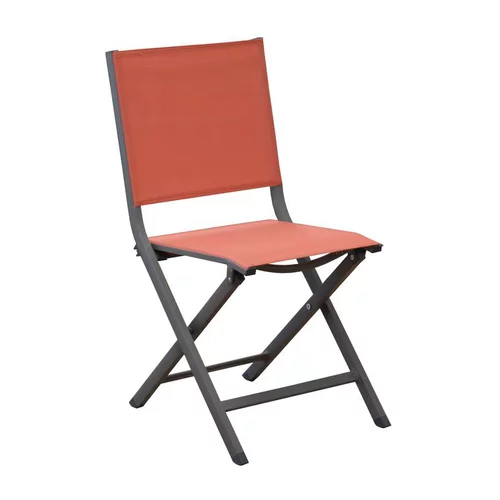Accessoire pour le jardin：Chaise pliante en aluminium et toile textylène couleur ocre rouge Max - 90 cm