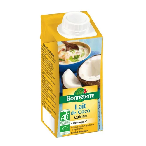 Un indispensable au jardin：Lait de coco cuisine bio - 20 cl