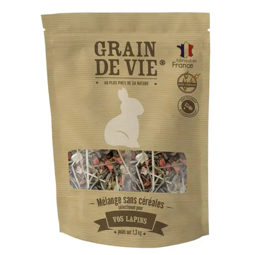 Idée au jardin:Mélange sans céréales pour lapins Grain de vie – 1,3 kg