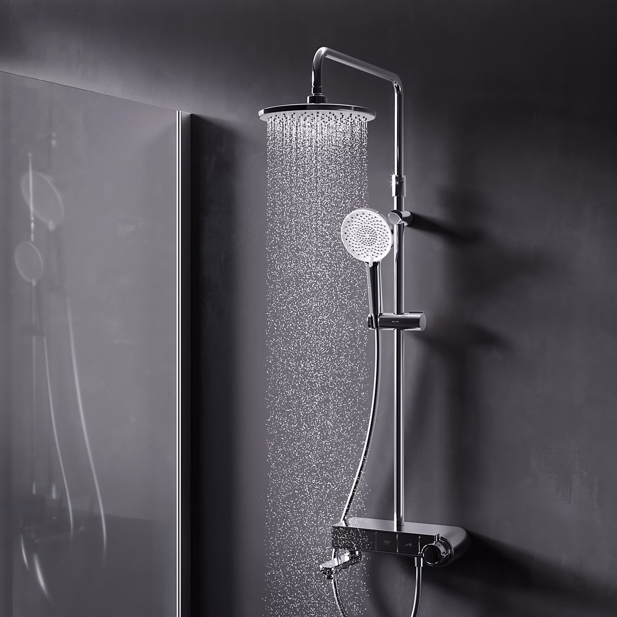 Colonne douche thermostatique niche rangement intégrée Pommeau pluie 220mm Douchette 3 jets X – Joy S