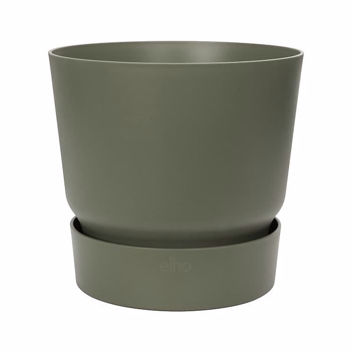 ELHO Pot de fleurs rond Greenville 25 – Extérieur, 24, 48 x H 23,31 cm, Vert feuille