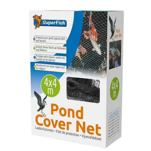 Pour tous vos projets extérieurs:Filet de protection bassin 4x4m avec 10 piquets, SUPERFISH BASSIN