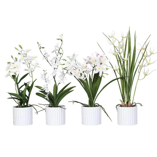 Nature pratique：Orchidée artificielle blanche en pot décoratif blanc – 45/55 cm