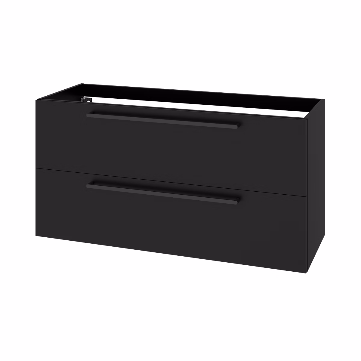 Meuble sous vasque suspendu noir mat 2 tiroirs l.120 x H.60 x P.45 cm – GoodHome Imandra