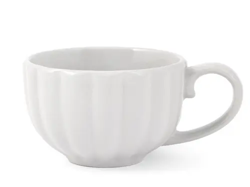 Pour organiser vos extérieurs:Tasse à thé en grès blanc Lotus - 22 cl