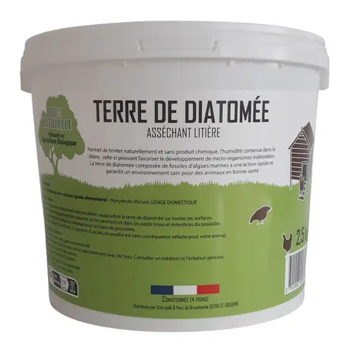 Jardin pratique:Terre de diatomée pour poulailler asséchant litière Distrigalli - 2,5 kg