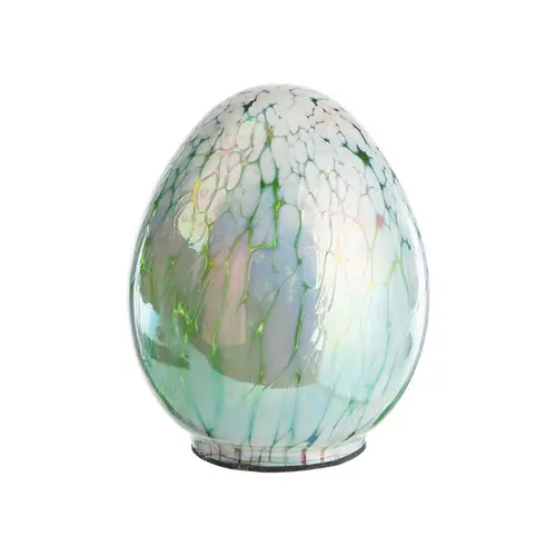 Jardin pour tous：Œuf décoratif en verre moucheté vert et blanc - Ø 10 x H 16 cm