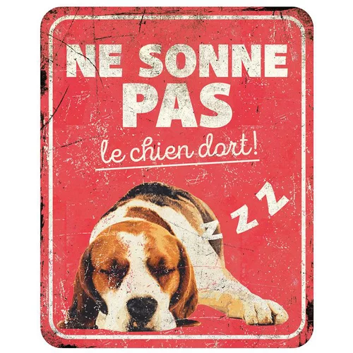 L’allié du jardin:Panneau d'avertissement beagle coloris rouge en métal galvanisé D&D Home - 25 x 20 x 0,3 cm