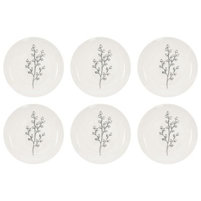 Assiette en porcelaine Cottage 20 cm (Lot de 6) (Blanc et gris)