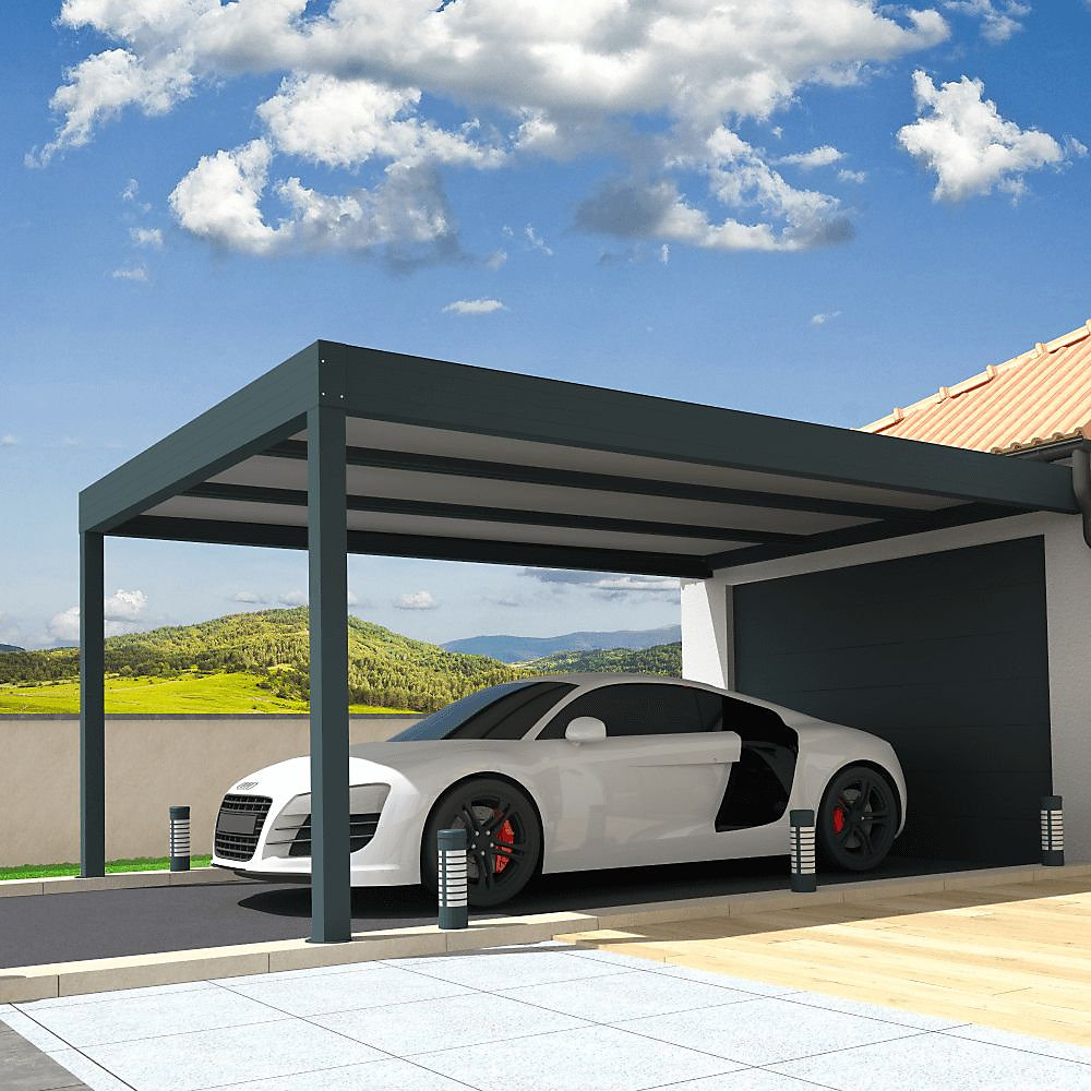 Carport isotoit MODERN Gris anthracite 5 – 02x4 | 50m (Kit LED 3 cotés)