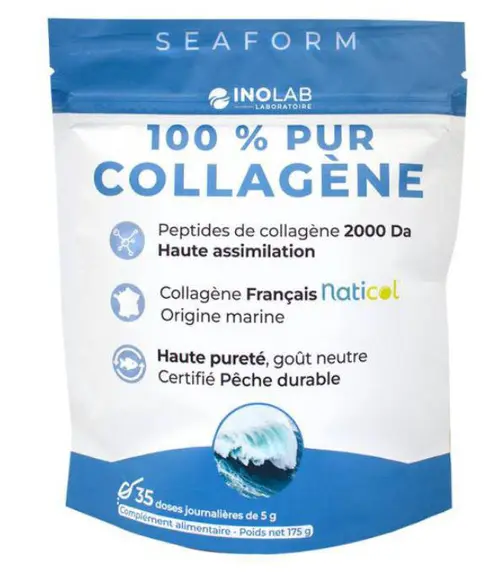 Qualité au jardin:Complément alimentaire 100% pur collagène marin goût neutre Seaform Inolab – 175 g