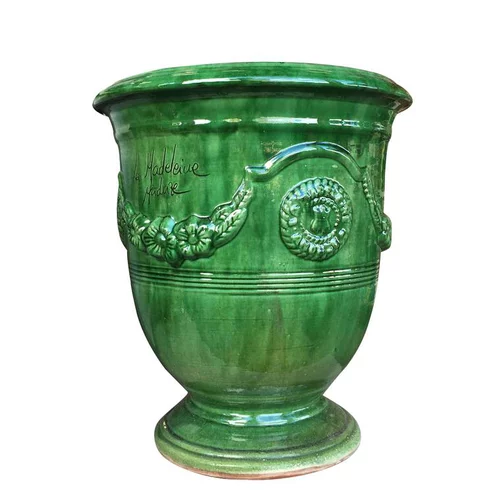 Jardin à embellir:Vase Anduze mini vert en terre cuite émaillée H 22 x Ø 17 cm