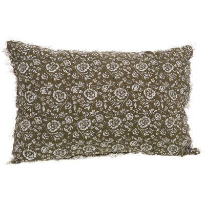 Coussin en lin à motifs Capucine 40 x 60 cm (Vert)
