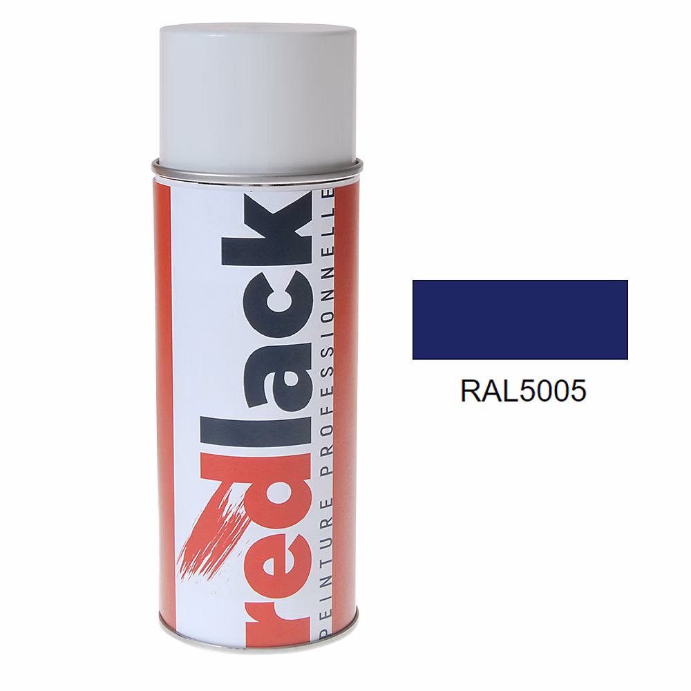 Bombe de peinture Aérosol – spray, 400ml, RAL 5005 Bleu de sécurité, Mat, multisupport, Redlack, RAL5005