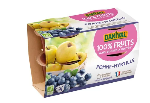 Esprit végétal：Purée de fruits pomme myrtille bio - 4 x 100g