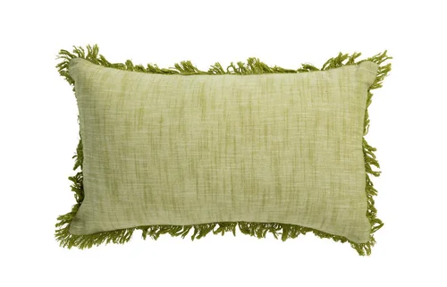 Sélection nature:Le coussin frangé coloris beige en coton - 30 x 50 cm