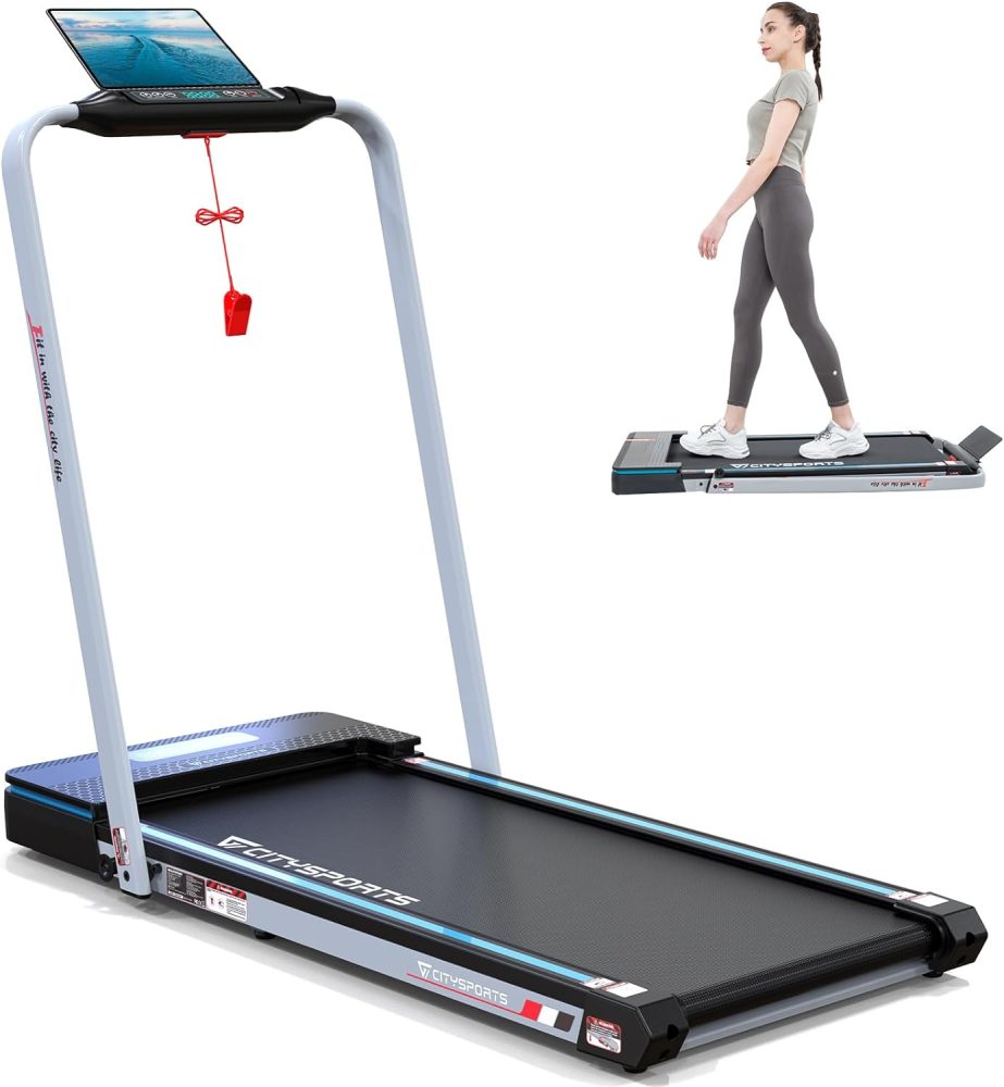 CITYSPORTS WP3 Tapis de Course Pliable, Accoudoir et Télécommande Contrôlables, 1400W Bluetooth