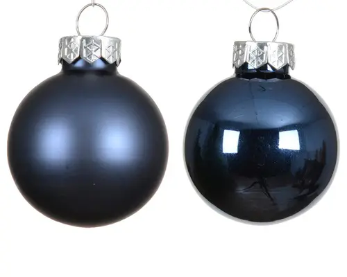 Jardin confort:Ensemble de 6 boules en verre brillant et mat bleu nuit - Ø 8 cm
