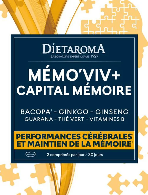 Tendance au jardin:Complément alimentaire capital cérébral Memovive+ Dietaroma - 60 comprimés